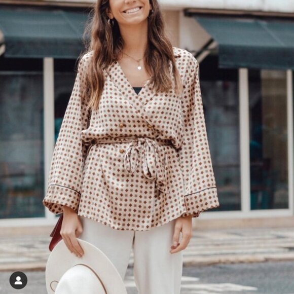 ZARA Printed Pajama Blouse Size XS NEW WITH TAG! - Picture 6 of 8